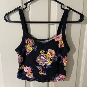 Kendall & Kylie Black Floral Crop Top